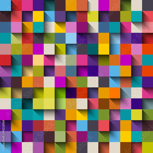 Seamless pattern of colorful blocks with shadow, eps10 vector