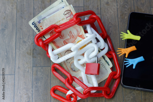 Concept of guarding money from online scam and fraud