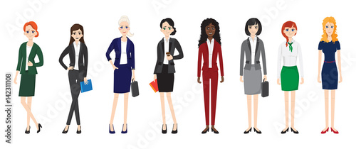attractive young women in elegant office clothes. vector illustration