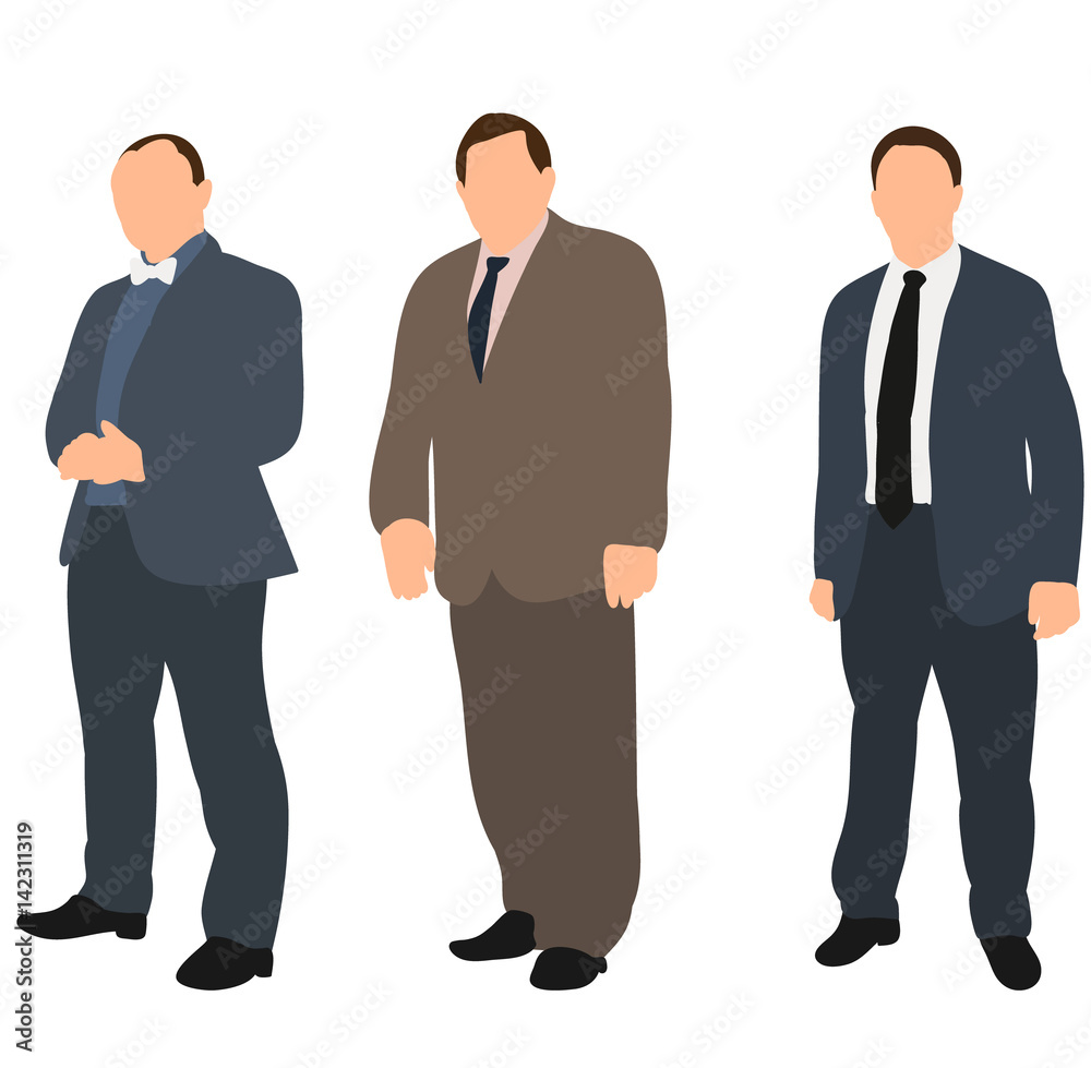 Vector, illustration, collection of men in suits without faces, isolated