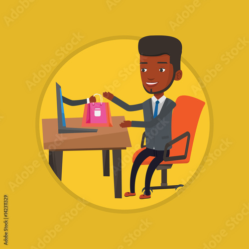 Man shopping online vector illustration.