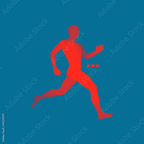 3d Running Man. Design for Sport, Business, Science and Technology.
