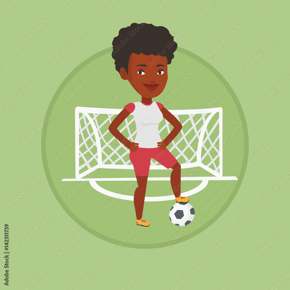 Fototapeta premium Football player with ball vector illustration.