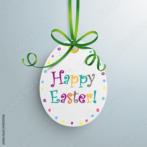 Happy Easter Price Sticker Egg Green Ribbon photo