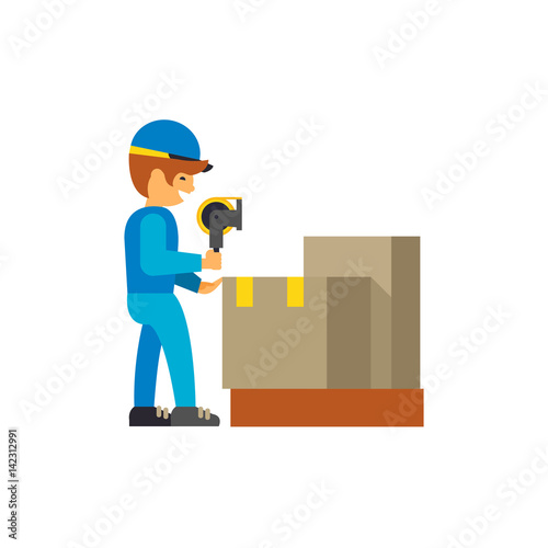 Man working in packing distribution center