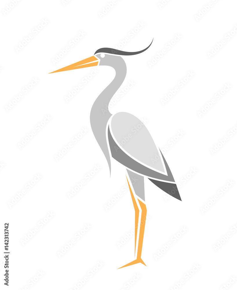 Heron. Abstract bird on white background Heron. Abstract bird on white background