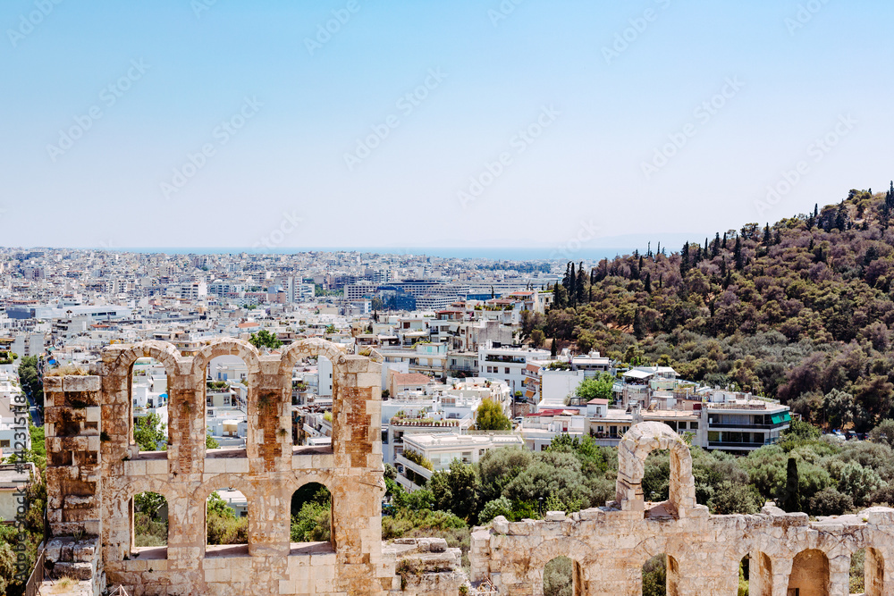 Blick über Athen Herodestheater Odeon