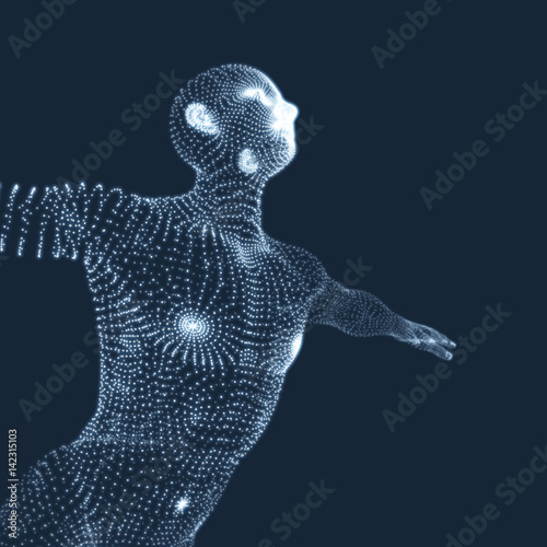 3D Model of Man. Human Body. Design Element. Vector Illustration.