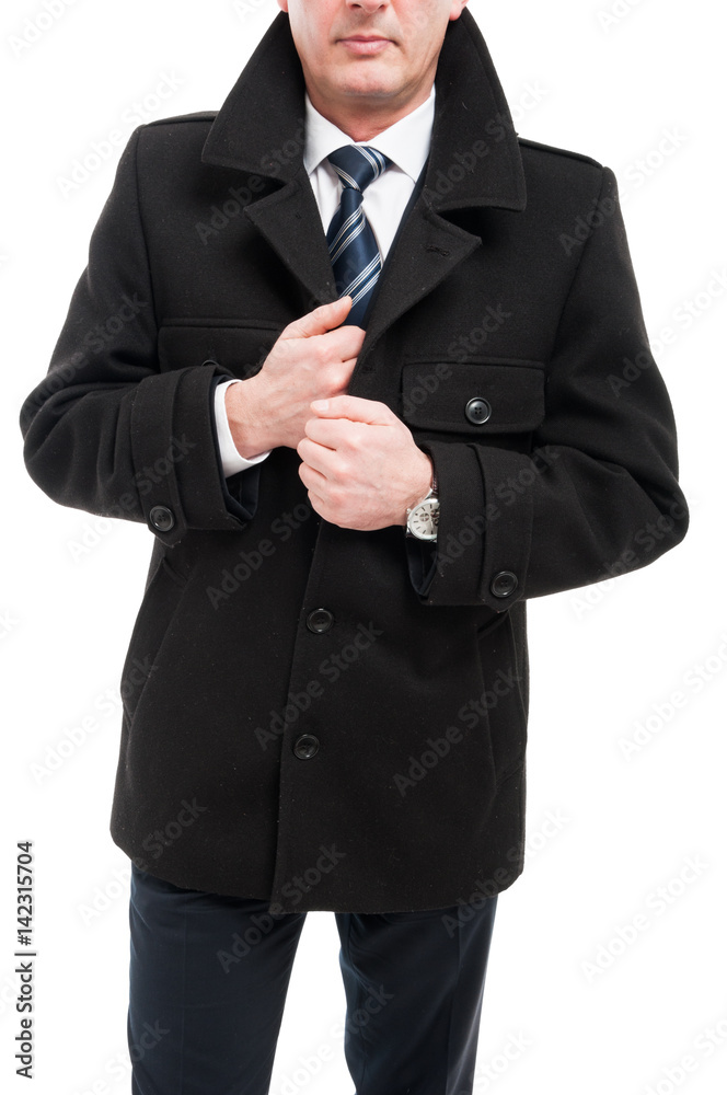 Middle age elegant man posing wearing overcoat Middle age elegant man posing wearing overcoat