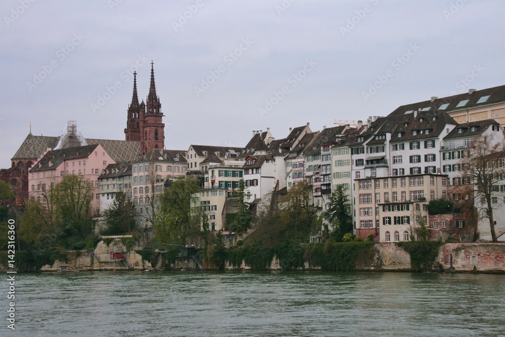 Basel houses along river rhine