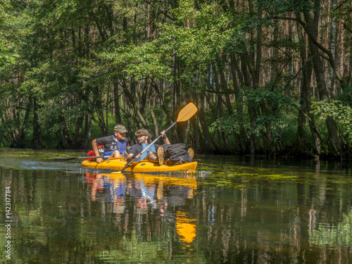Kayakers during canoeing excursion
