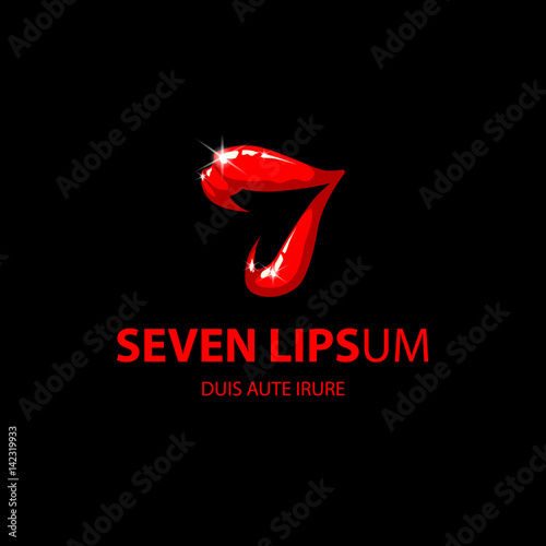 Red open female lips logo on a black background.