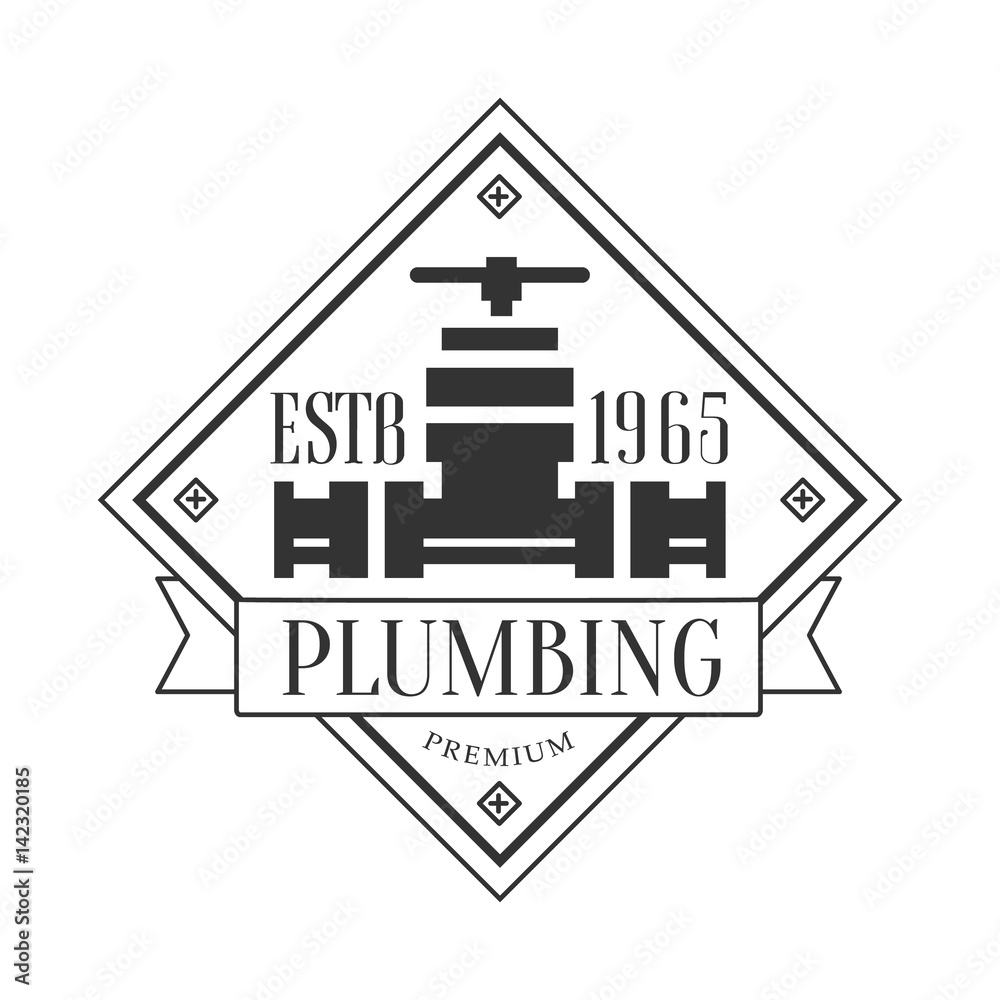Premium Plumbing Repair and Renovation Service Black And White Sign Design Template With Text And Water Pipe Premium Plumbing Repair and Renovation Service Black And White Sign Design Template With Text And Water Pipe
