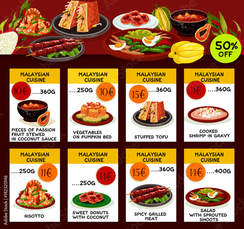 Malaysian cuisine restaurant menu template design