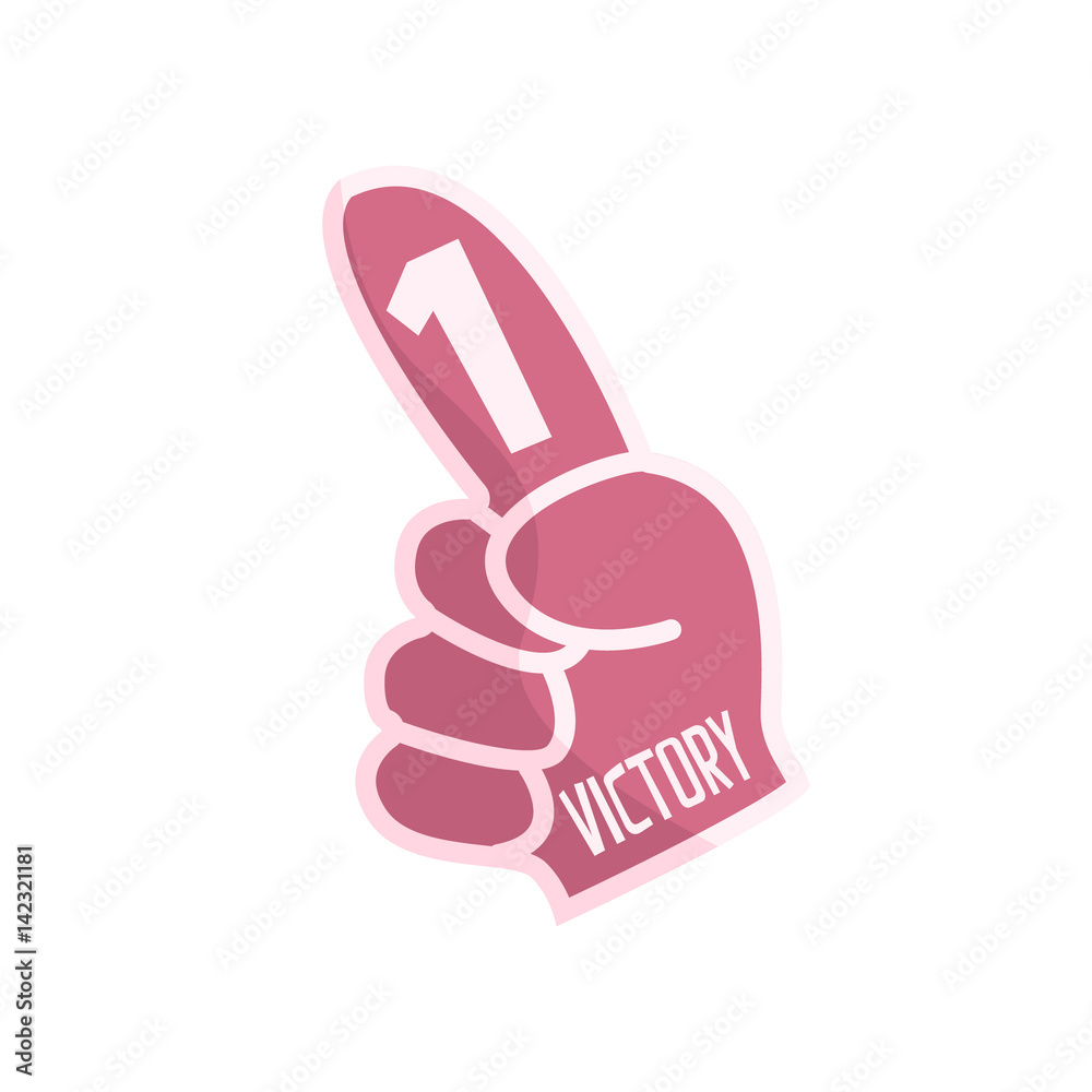 Purple Foam Hand With Index Finger, Fan Glove, Part Of American Football Related Isolated Objects Series Of Sportive Illustrations. Purple Foam Hand With Index Finger, Fan Glove, Part Of American Football Related Isolated Objects Series Of Sportive Illustrations.