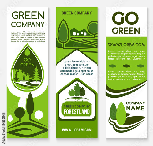 Eco business, green company banner template