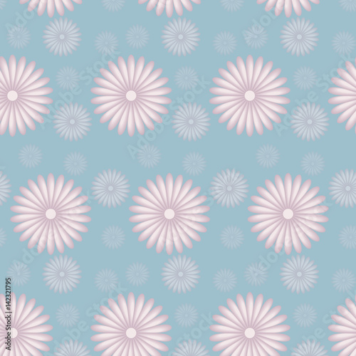 Seamless background with chamomile inflorescences. Hand-drawn ornaments with lilac flowers on a blue background. Texture can be used for wallpaper  wrapping paper  printing  textiles  etc.