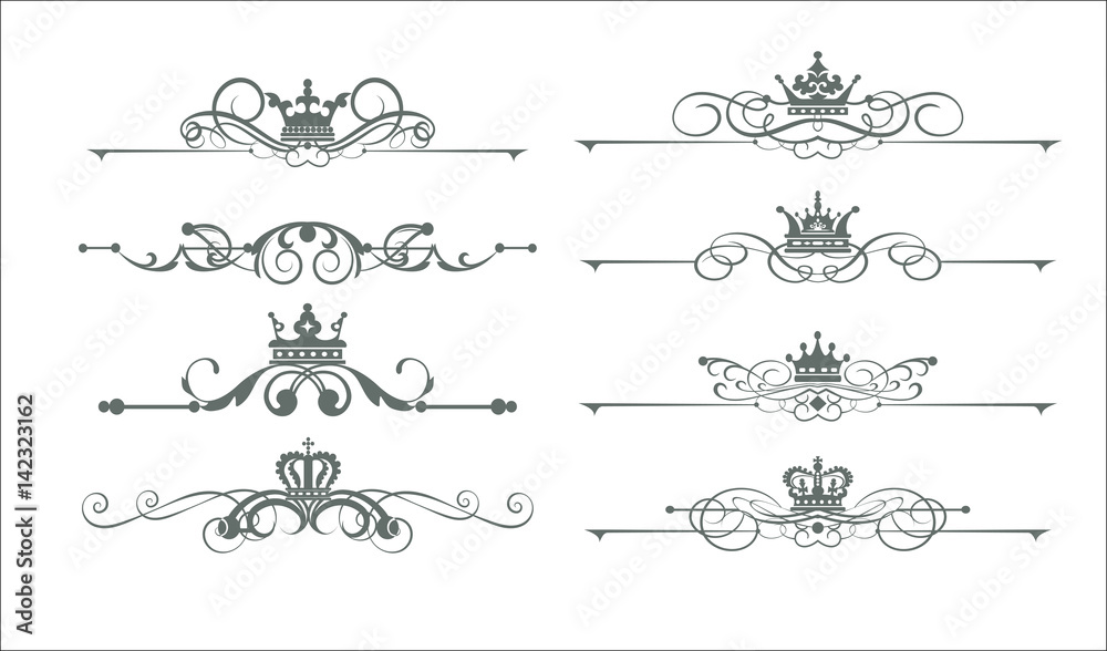 custom made wallpaper toronto digitalVictorian Scrolls and crown. Calligraphic decorative elements. Vector set. Vintage