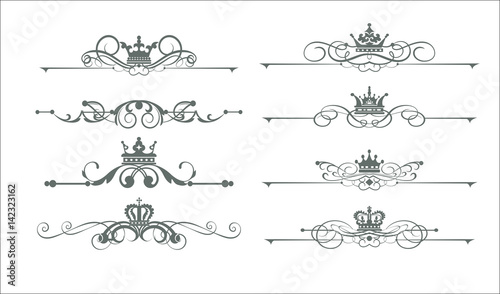 Wallpaper Mural Victorian Scrolls and crown. Calligraphic decorative elements. Vector set. Vintage Torontodigital.ca