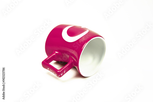 Isolated empty cup for tea and coffee. Turkish symbol. Pink color