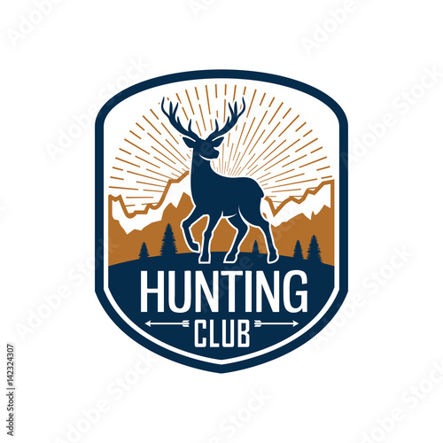 Deer hunting heraldic badge for hunt club design