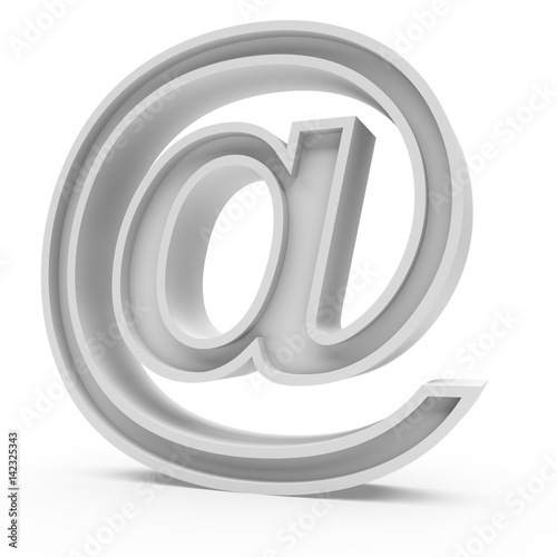 3d Rendering grey material at email symbol isolated white background
