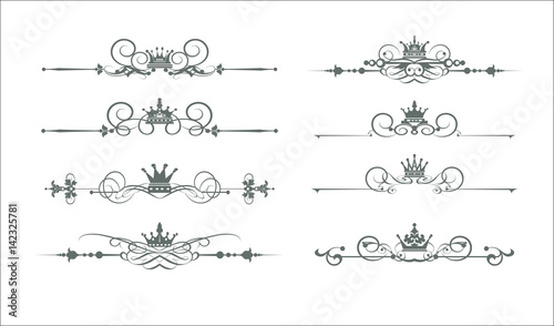Wallpaper Mural Victorian Scrolls and crown. Decorative elements. Vector art. Vintage Torontodigital.ca