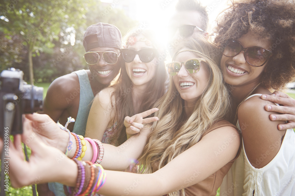 Fototapeta premium Group of people took a selfie at party