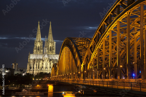 Hohenzollernbrucke Bridge and Cathedral; Cologne photo