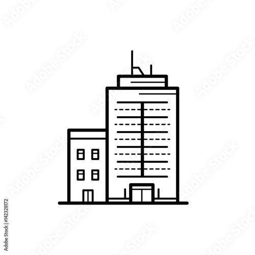 Icon of a building for real estate agency. Symbol modern urban