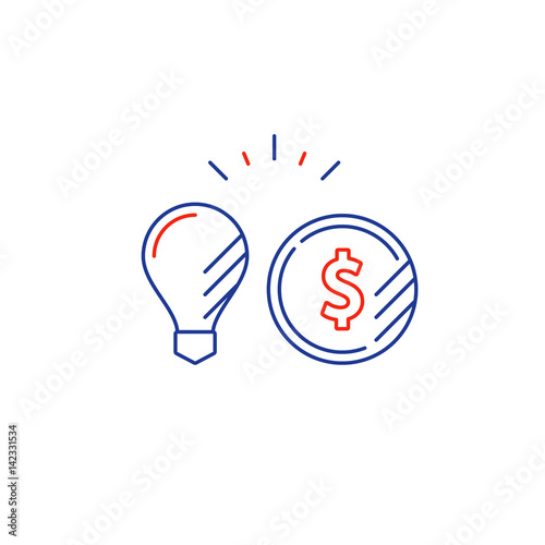 Business idea, financial consulting, money investment strategy, line icon