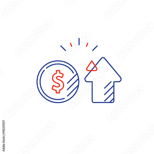 Audit services, financial consulting, money investment strategy idea, line icon