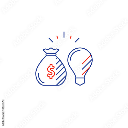 Business idea, financial consulting, money investment strategy, line icon