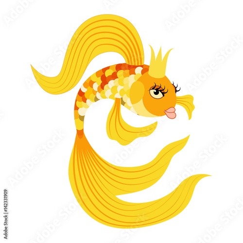 Queen Gold fish from a fairy tale. Vector illustration