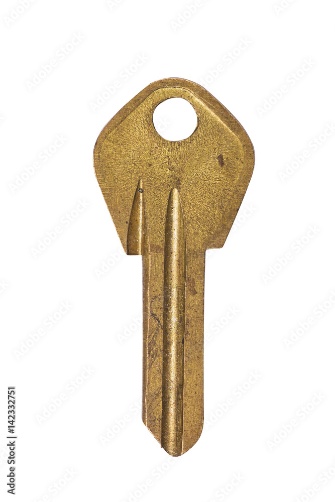 Old golden key isolated on white background Old golden key isolated on white background