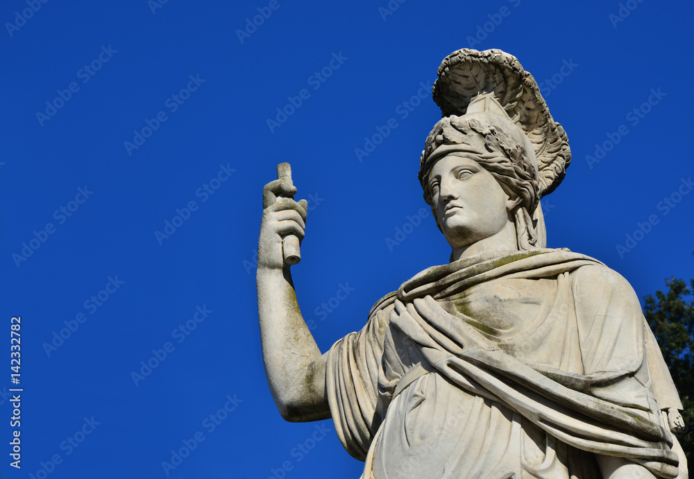 Minerva as Dea Roma neoclassical statue (with copy space)
