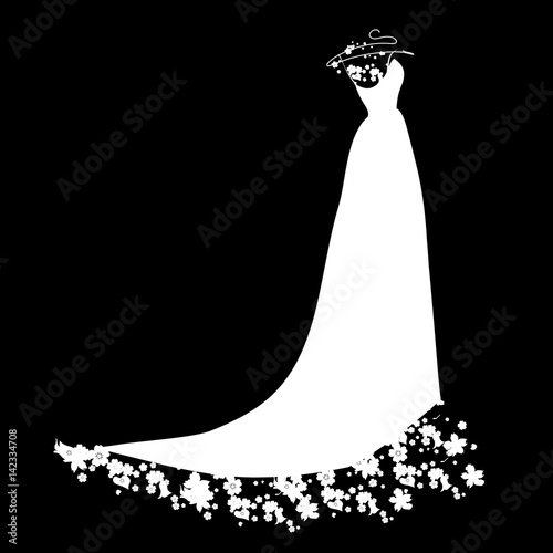 wedding dress design, black and white