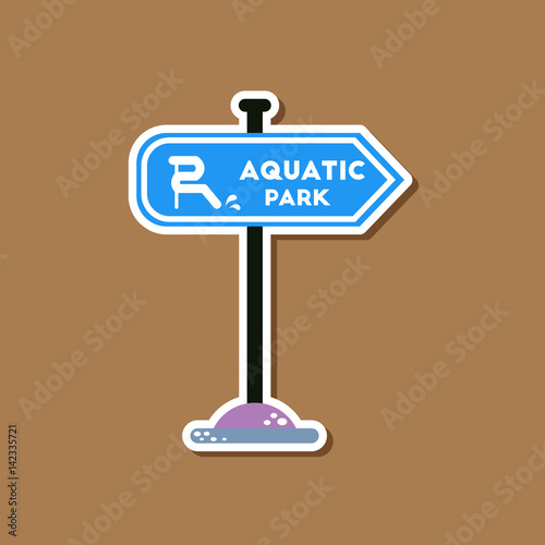 paper sticker on stylish background sign aquatic park