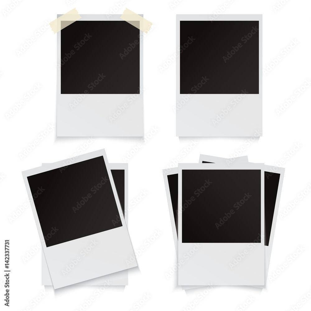 .Modern vector illustration of photo frame set with adhesive tapes. Photo realistic. .Modern vector illustration of photo frame set with adhesive tapes. Photo realistic.