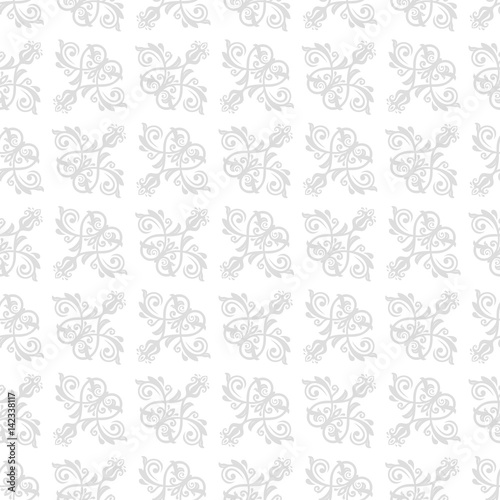 Damask vector classic light silver pattern. Seamless abstract background with repeating elements. Orient background