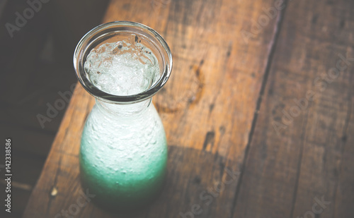 green apple soda with ice, ...