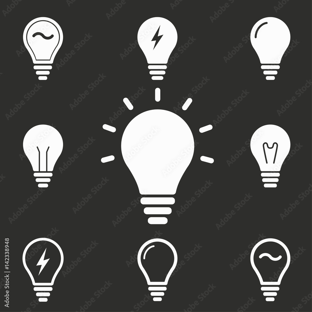 Lamp icon set. Lamp icon set.