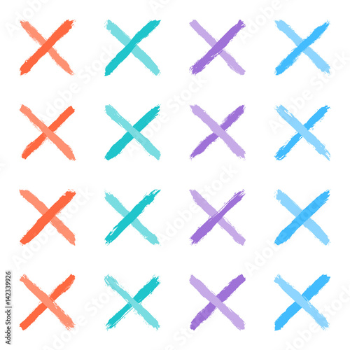 Set colored tint cross brushstroke paint