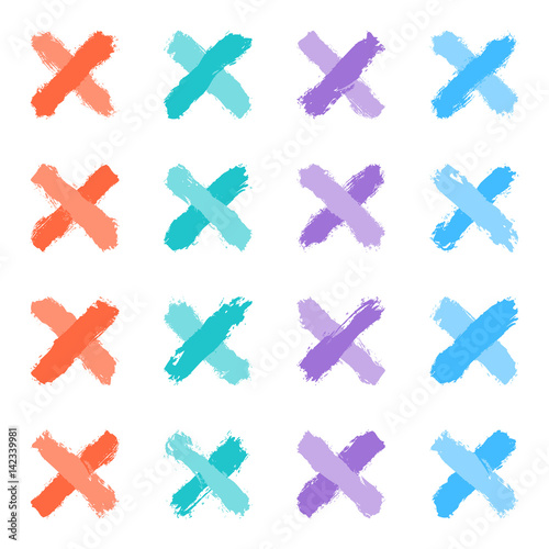 Set colored tint cross brushstroke paint