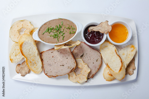 Pate. Liver. Assorted pate on the plate.