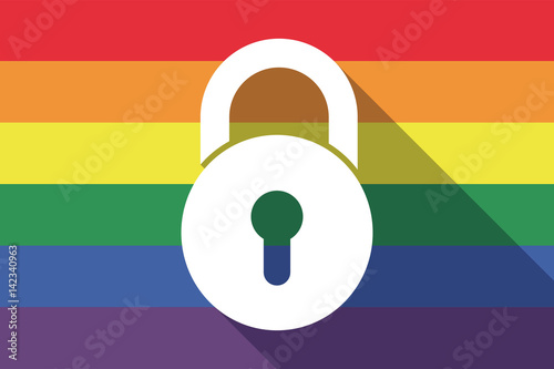 Long shadow gay pride flag with  a closed lock pad