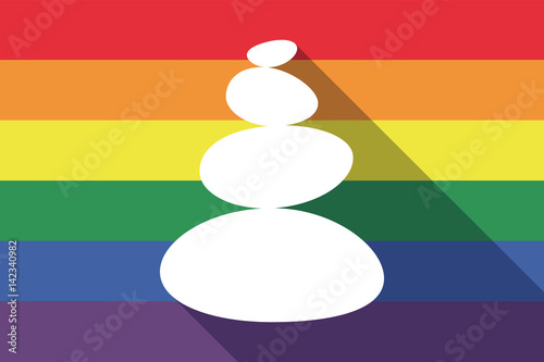 Long shadow gay pride flag with  a stacked zen stones