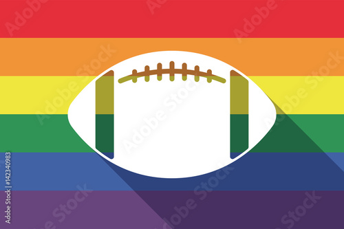 Long shadow gay pride flag with  an american football balloon
