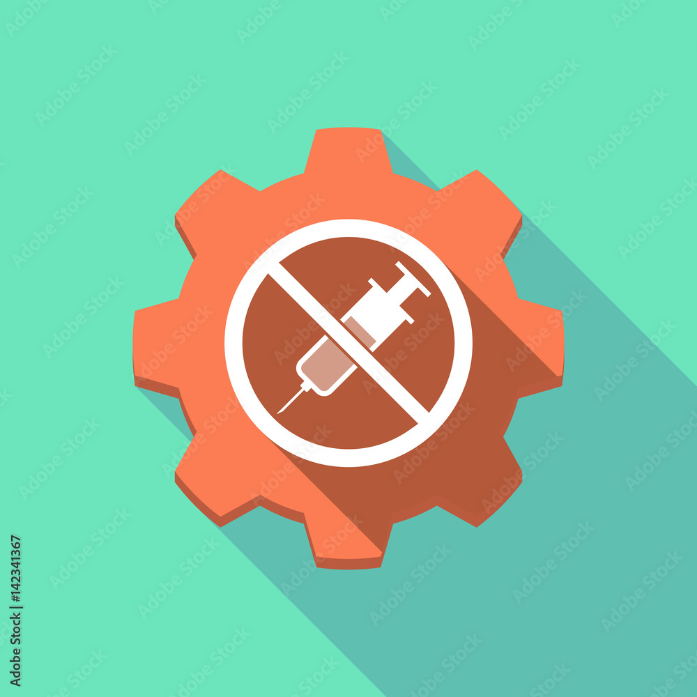 Long shadow gear with a syringe in a not allowed signal Long shadow gear with a syringe in a not allowed signal