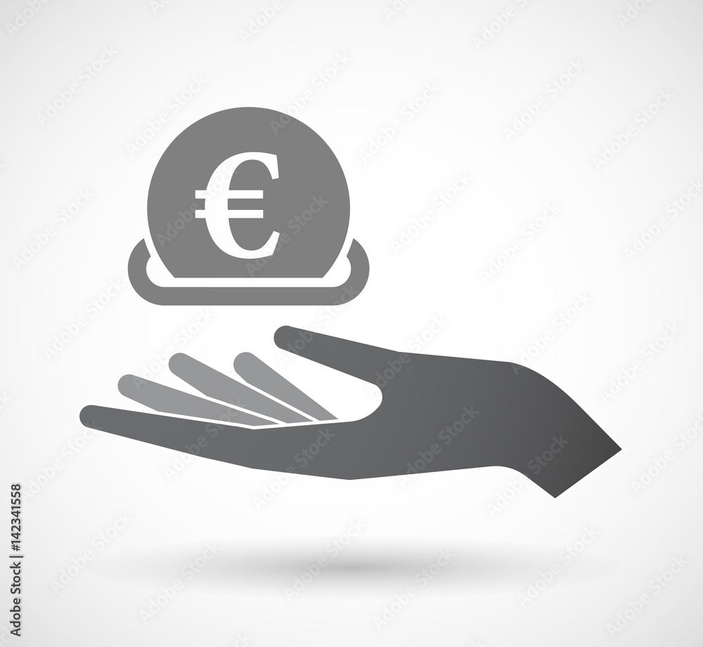 Isolated hand with an euro coin entering in a moneybox Isolated hand with an euro coin entering in a moneybox